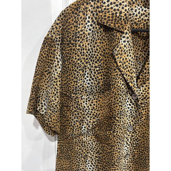 Ann Taylor Studio Leopard Button Front Shirt Size 2 Short Sleeve Animal Print - Picture 4 of 8